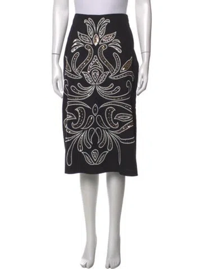 Pre-owned Figue Patterned Midi Length Skirt W/ Tags In Black