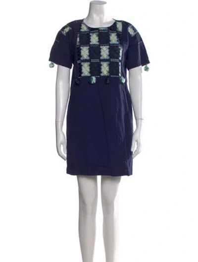 Pre-owned Figue Patterned Mini Dress In Blue