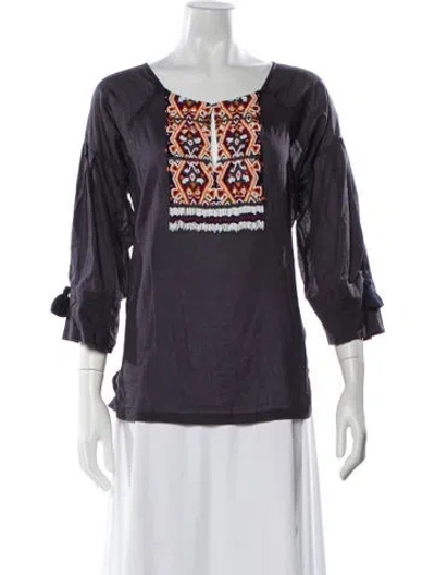 Pre-owned Figue Patterned Scoop Neck Blouse In Purple