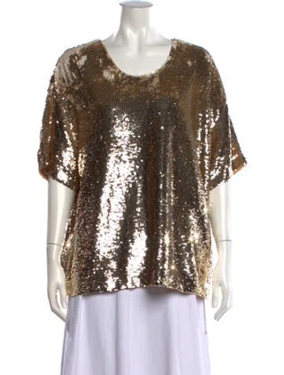 Pre-owned Figue Patterned Scoop Neck Top In Gold/metallic