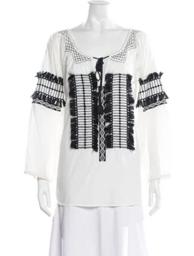Pre-owned Figue Patterned Scoop Neck Top In Neutral