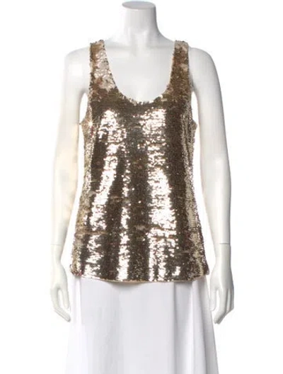 Pre-owned Figue Patterned Scoop Neck Top W/ Tags In Gold