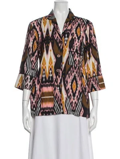 Pre-owned Figue Patterned Three-quarter Sleeve Blouse W/ Tags In Pink