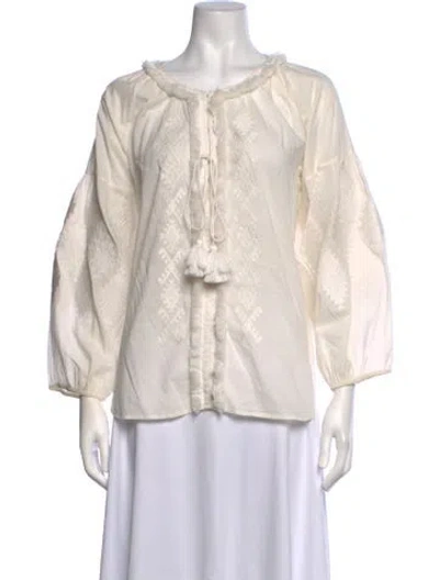 Pre-owned Figue Patterned Tie Neck Blouse In Neutrals