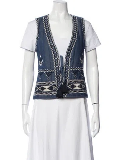 Pre-owned Figue Patterned Vest In Blue