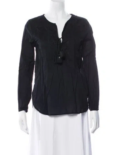 Pre-owned Figue Patterned V-neck Blouse In Black