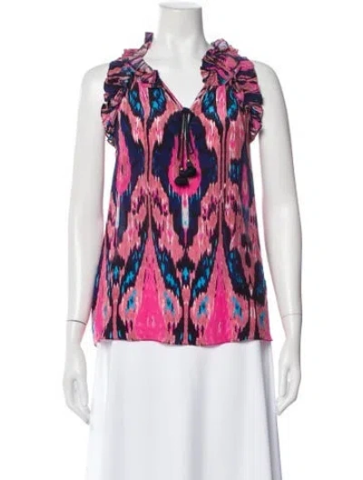 Pre-owned Figue Patterned V-neck Blouse In Pink
