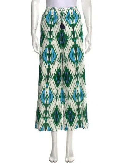 Pre-owned Figue Patterned Wide Leg Pants In Green