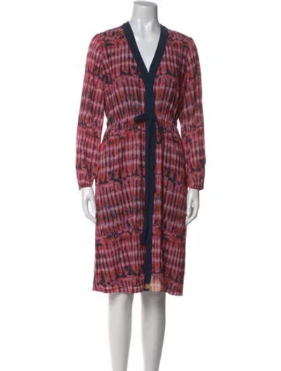 Pre-owned Figue Plaid Print Knee-length Dress In Red