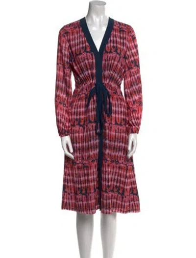 Pre-owned Figue Plaid Print Midi Length Dress In Pink