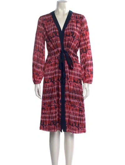 Pre-owned Figue Plaid Print Midi Length Dress In Pink