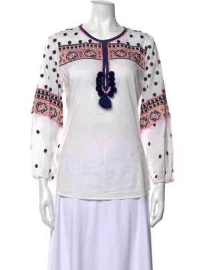Pre-owned Figue Polka Dot Print Crew Neck Top In Neutral