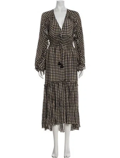 Pre-owned Figue Polka Dot Print Long Dress In Black