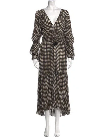 Pre-owned Figue Polka Dot Print Long Dress In Black