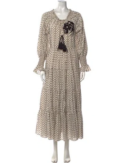 Pre-owned Figue Polka Dot Print Long Dress In Black/neutrals