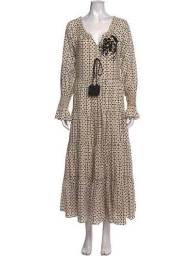 Pre-owned Figue Polka Dot Print Long Dress In Black/neutrals