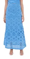 Figue Poppy Eyelet Embroidered Maxi Skirt In Surf Blue
