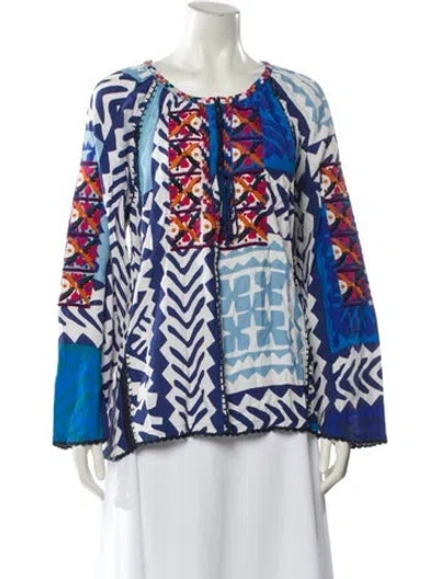 Pre-owned Figue Printed Bateau Neckline Blouse In Multi