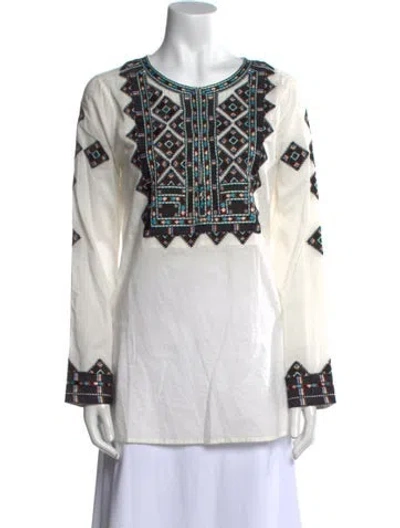 Pre-owned Figue Printed Bateau Neckline Tunic In Multi