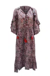 Figue Printed Boho Dress In Multicolor Viscose In Grey