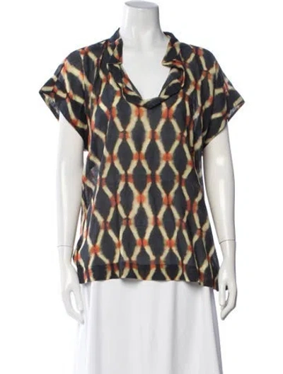 Pre-owned Figue Printed Cowl Neck Top In Multicolor