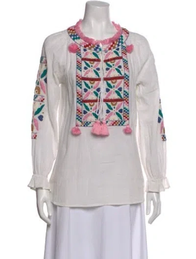 Pre-owned Figue Printed Crew Neck Blouse In Multi
