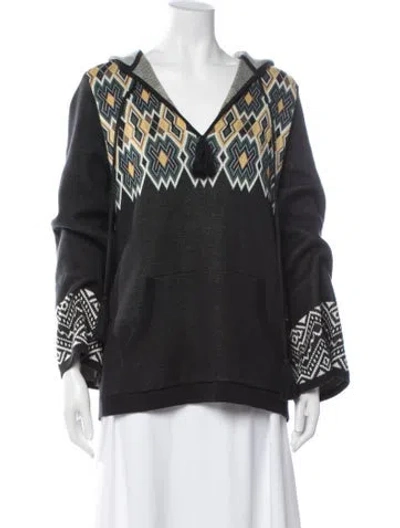 Pre-owned Figue Printed Crew Neck Sweater In Black