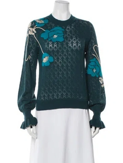 Pre-owned Figue Printed Crew Neck Sweater W/ Tags In Blue