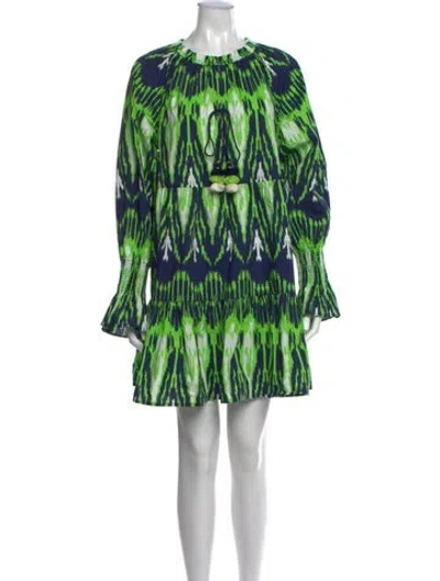Pre-owned Figue Printed Crew Neck Tunic In Green