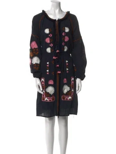 Pre-owned Figue Printed Knee-length Dress In Blue