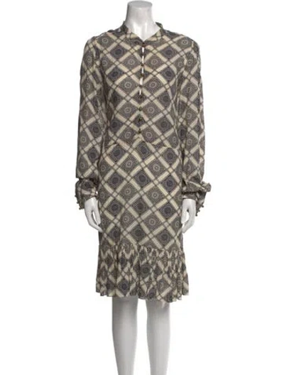 Pre-owned Figue Printed Knee-length Dress In Blue