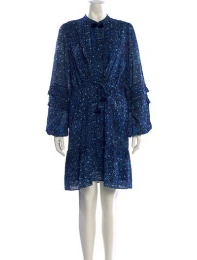 Pre-owned Figue Printed Knee-length Dress In Blue