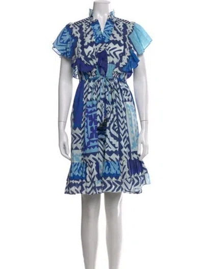 Pre-owned Figue Printed Knee-length Dress In Blue
