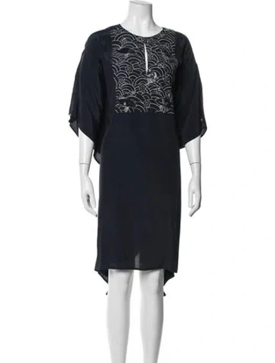 Pre-owned Figue Printed Knee-length Dress In Blue