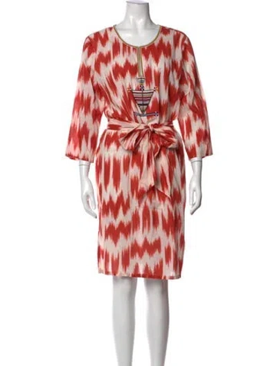 Pre-owned Figue Printed Knee-length Dress In Red