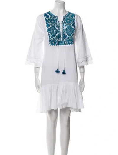 Pre-owned Figue Printed Knee-length Dress In White