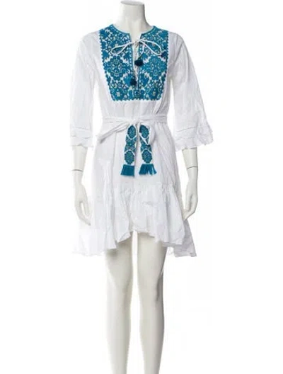 Pre-owned Figue Printed Knee-length Dress In White