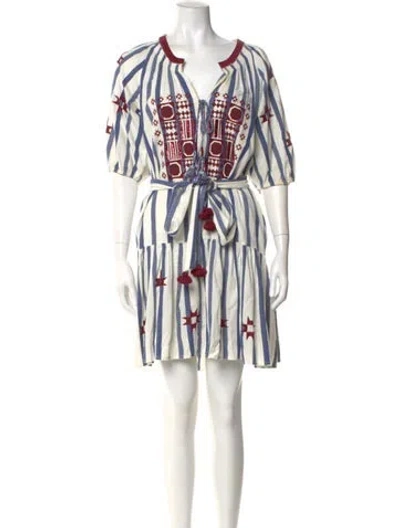 Pre-owned Figue Printed Knee-length Dress In White