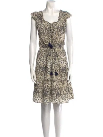 Pre-owned Figue Printed Knee-length Dress In Yellow