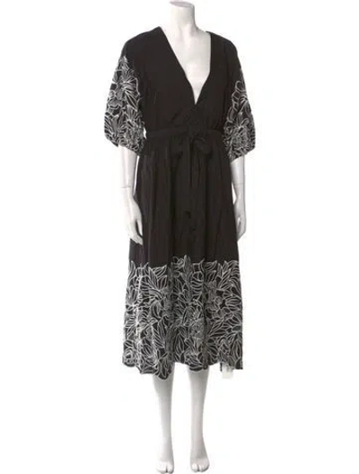 Pre-owned Figue Printed Long Dress In Black