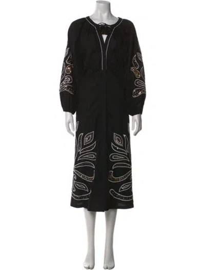 Pre-owned Figue Printed Long Dress In Black