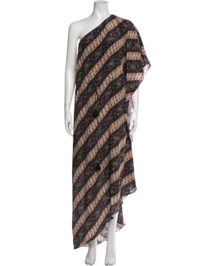 Pre-owned Figue Printed Long Dress In Black