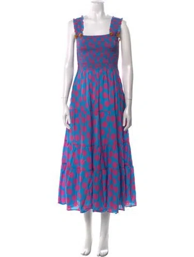 Pre-owned Figue Printed Long Dress In Blue
