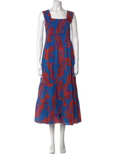 Pre-owned Figue Printed Long Dress In Blue