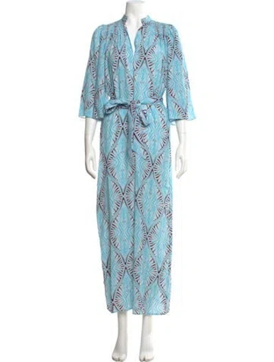 Pre-owned Figue Printed Long Dress In Blue