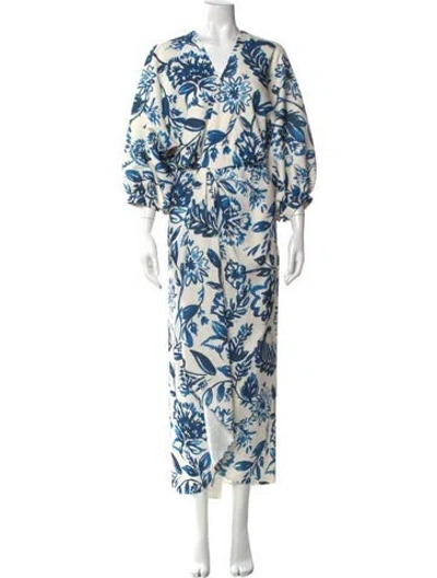 Pre-owned Figue Printed Long Dress In Blue