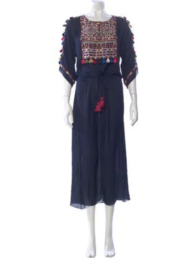 Pre-owned Figue Printed Long Dress In Blue