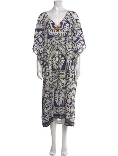 Pre-owned Figue Printed Long Dress In Blue