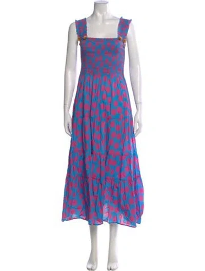 Pre-owned Figue Printed Long Dress In Blue