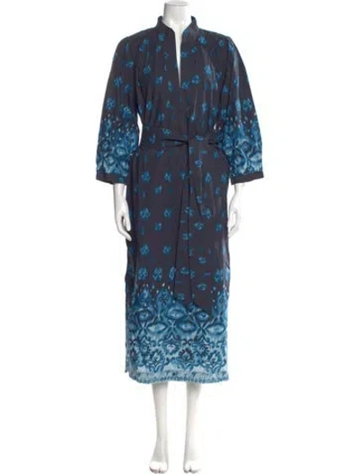 Pre-owned Figue Printed Long Dress In Blue